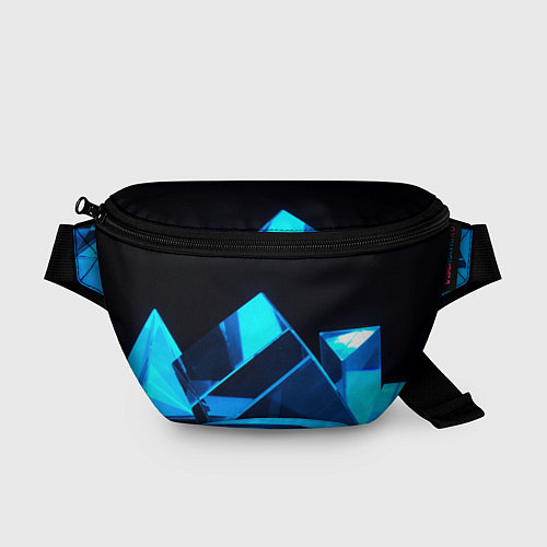 Поясная сумка Неоновые объёмный куб - Синий / 3D-принт – фото 1