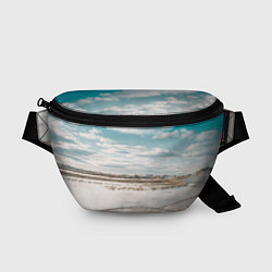 Поясная сумка Песочный пляж и водоём - Белый, цвет: 3D-принт