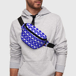 Поясная сумка Бело-синий геометрический узор, цвет: 3D-принт — фото 2