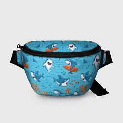 Поясная сумка Прикольные акулята - паттерн, цвет: 3D-принт