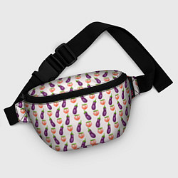 Поясная сумка Баклажаны и персики паттерн, цвет: 3D-принт — фото 2