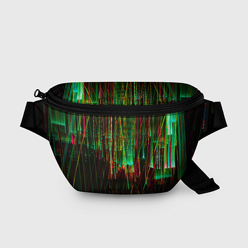 Поясная сумка Абстрактное множество зелёных неоновых лучей / 3D-принт – фото 1