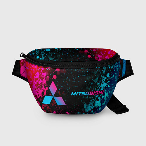 Поясная сумка Mitsubishi - neon gradient: надпись и символ / 3D-принт – фото 1