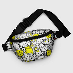 Поясная сумка Милые Чёрные и Жёлтые Коты, цвет: 3D-принт — фото 2