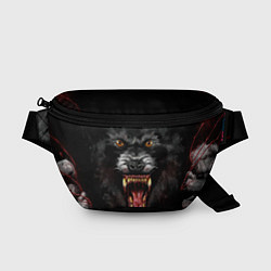 Поясная сумка Злой волк с открытой пастью, цвет: 3D-принт