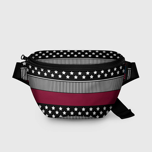 Поясная сумка Burgundy black striped pattern / 3D-принт – фото 1