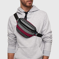 Поясная сумка Burgundy black striped pattern, цвет: 3D-принт — фото 2