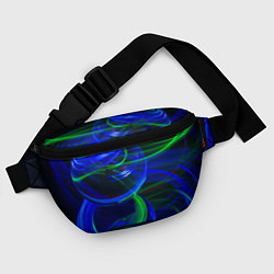 Поясная сумка Неоновые лучи и шар во тьме, цвет: 3D-принт — фото 2