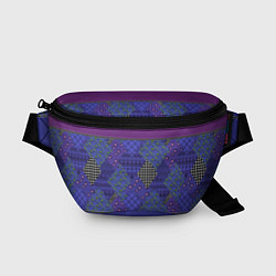 Поясная сумка Combined burgundy-blue pattern with patchwork, цвет: 3D-принт