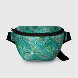 Поясная сумка Тропические листья на зеленом фоне, цвет: 3D-принт
