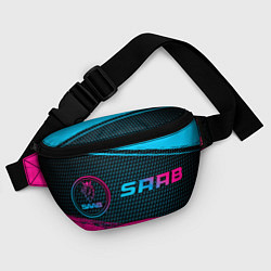 Поясная сумка Saab - neon gradient: надпись и символ, цвет: 3D-принт — фото 2