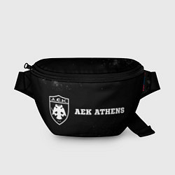 Поясная сумка AEK Athens sport на темном фоне: надпись и символ, цвет: 3D-принт