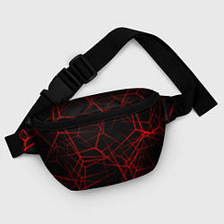Поясная сумка Красные линии на черном фоне, цвет: 3D-принт — фото 2