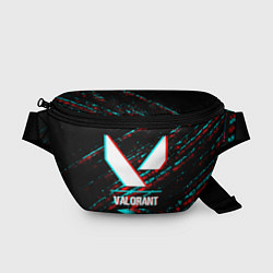 Поясная сумка Valorant в стиле glitch и баги графики на темном ф, цвет: 3D-принт