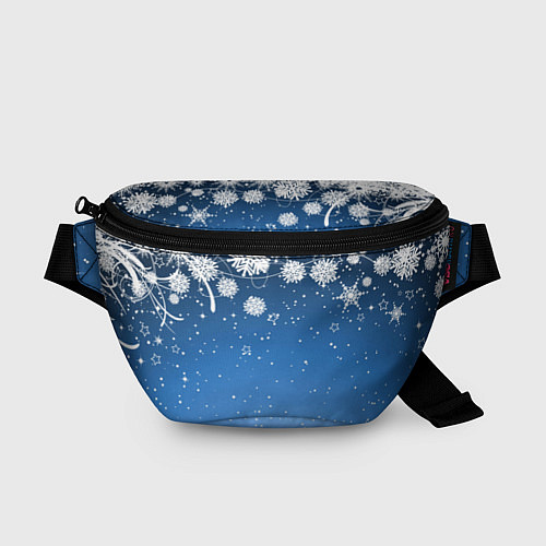 Поясная сумка Снежный узор на синем фоне / 3D-принт – фото 1