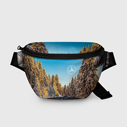 Поясная сумка Мерседес - зимняя дорога через лес, цвет: 3D-принт