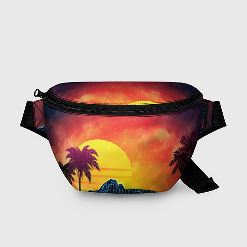 Поясная сумка Тропический остров на закате ретро иллюстрация / 3D-принт – фото 1