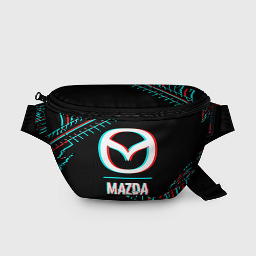 Поясная сумка Значок Mazda в стиле glitch на темном фоне / 3D-принт – фото 1