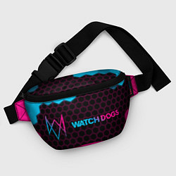 Поясная сумка Watch Dogs - neon gradient: надпись и символ, цвет: 3D-принт — фото 2