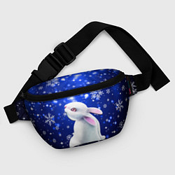 Поясная сумка Белый кролик в снежинках, цвет: 3D-принт — фото 2