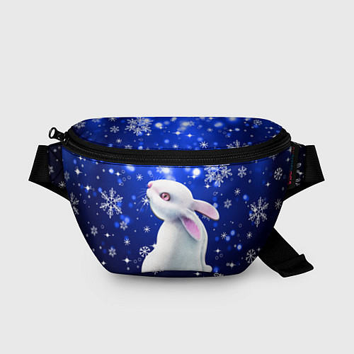 Поясная сумка Белый кролик в снежинках / 3D-принт – фото 1