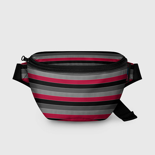 Поясная сумка Красно-черный полосатый современный узор / 3D-принт – фото 1