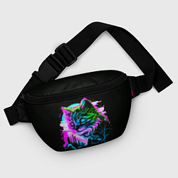 Поясная сумка Неоновый котёнок поп-арт, цвет: 3D-принт — фото 2