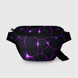 Поясная сумка Фиолетовые неоновые трещины, цвет: 3D-принт