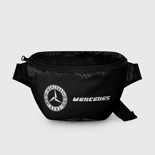 Поясная сумка Mercedes speed на темном фоне со следами шин: надп / 3D-принт – фото 1
