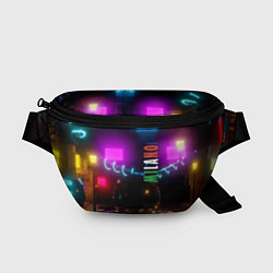 Поясная сумка Неоновые улицы ночного Милана, цвет: 3D-принт