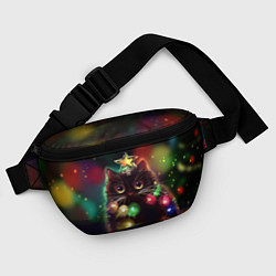 Поясная сумка Новогодний котик с гирляндой, цвет: 3D-принт — фото 2