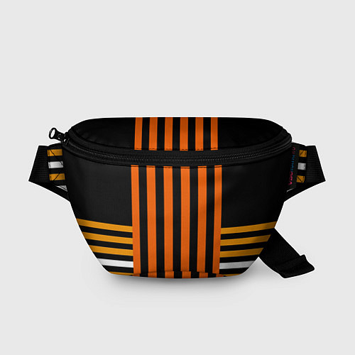 Поясная сумка Полосатый узор в красных оранжевых тонах на черном / 3D-принт – фото 1