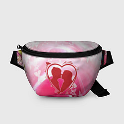 Поясная сумка Силуэт влюбленной пары и бабочки, цвет: 3D-принт