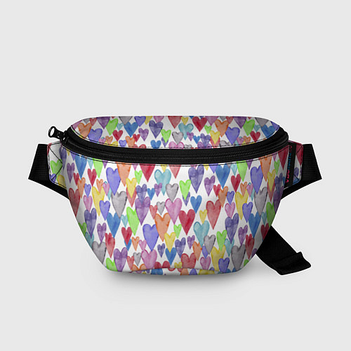Поясная сумка Разноцветные сердечки Калейдоскоп / 3D-принт – фото 1