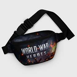Поясная сумка World War Heroes логотип на фоне огня, цвет: 3D-принт — фото 2