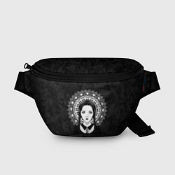 Поясная сумка Готическая девушка и округлый орнамент с черепами, цвет: 3D-принт