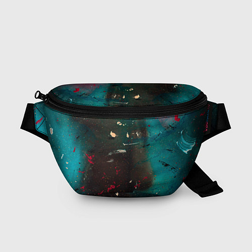 Поясная сумка Абстрактные тьма, светло-синий туман и мазки красо / 3D-принт – фото 1