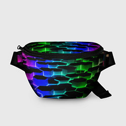 Поясная сумка Неоновый разлом световых плит, цвет: 3D-принт