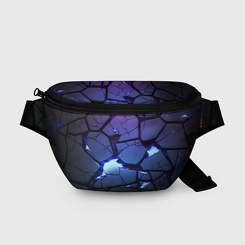 Поясная сумка Неоновые трещины - голубая лава / 3D-принт – фото 1