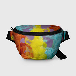 Поясная сумка Абстрактные разноцветные объёмные дымы, цвет: 3D-принт