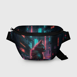 Поясная сумка Кот в киберпанке, цвет: 3D-принт