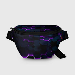 Поясная сумка Неоновые соты с подсветкой, цвет: 3D-принт