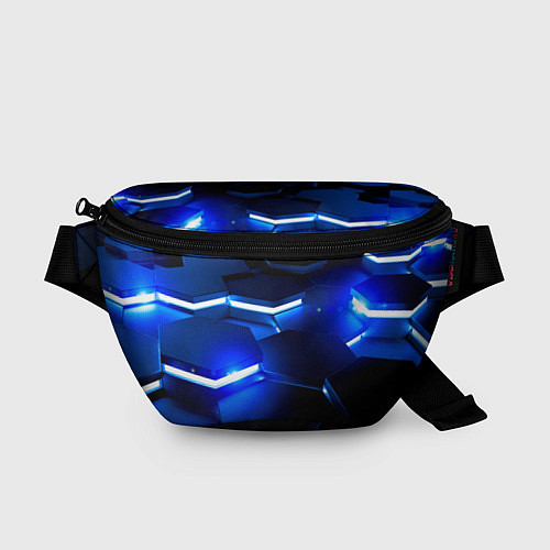 Поясная сумка Металлические соты с синей подсветкой / 3D-принт – фото 1