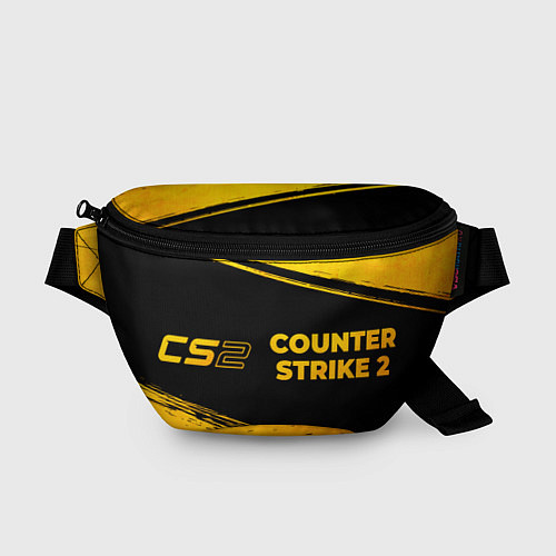 Поясная сумка Counter Strike 2 - gold gradient: надпись и символ / 3D-принт – фото 1