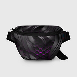 Поясная сумка Черные объекты с фиолетовой сеткой, цвет: 3D-принт