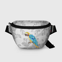 Поясная сумка Попугай на сером фоне, цвет: 3D-принт