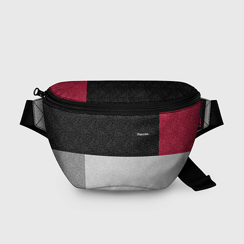 Поясная сумка Комбинированный серо красный узор с надписью Росси / 3D-принт – фото 1