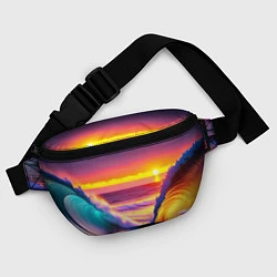 Поясная сумка Волны на закате, цвет: 3D-принт — фото 2