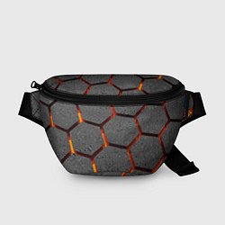 Поясная сумка Металлические плиты и лава, цвет: 3D-принт