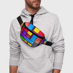 Поясная сумка Красочные объемные блоки, цвет: 3D-принт — фото 2